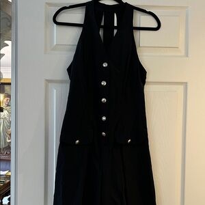 le chateau Black Sleeveless Capris with Silver Buttons